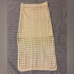Freshman Cream Crochet Pencil Skirt